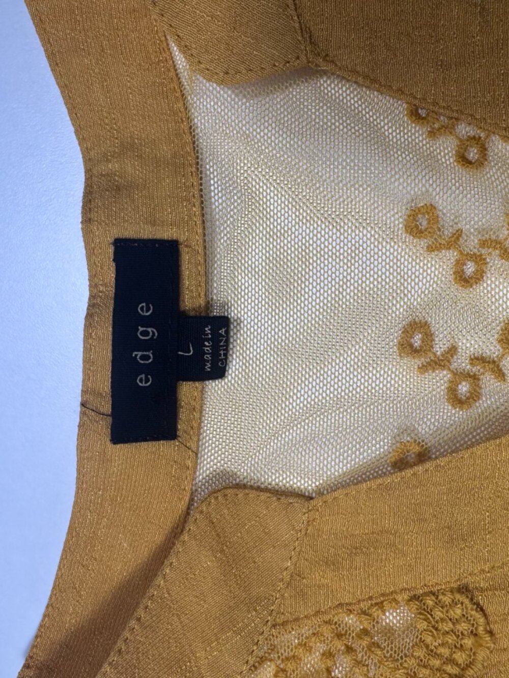 Edge Mustard Boho Lace Tie Front Sleeveless Blouse Top Large - Picture 8 of 11